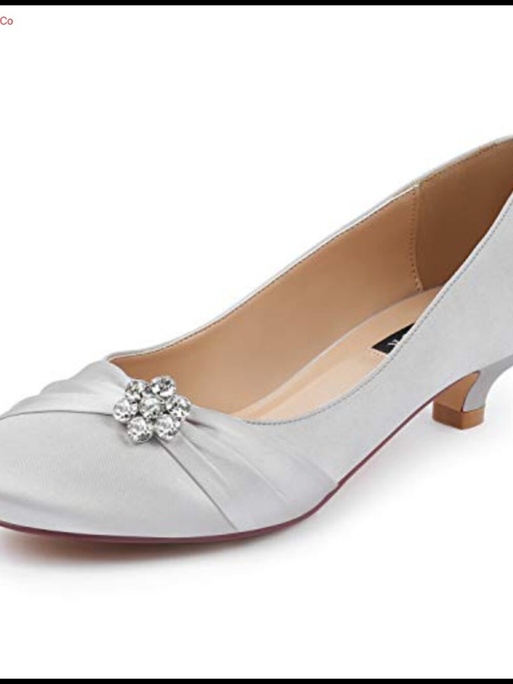 ERIJUNOR Women Kitten Heels Satin Rhinestone Wedding Dress Shoes